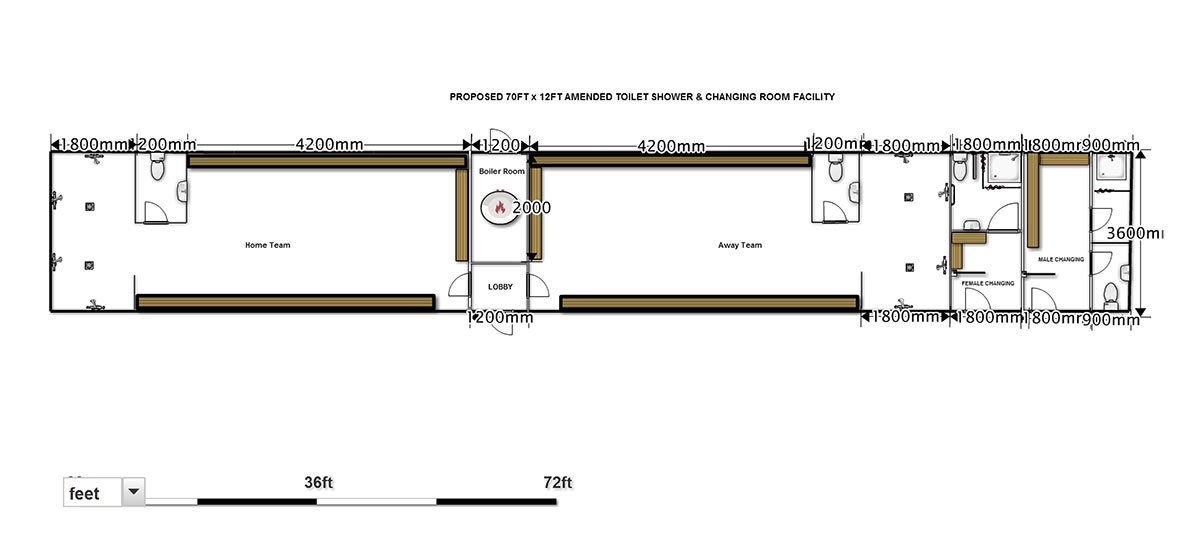 Team Changing Rooms with dual gender separate facilities for Officials.